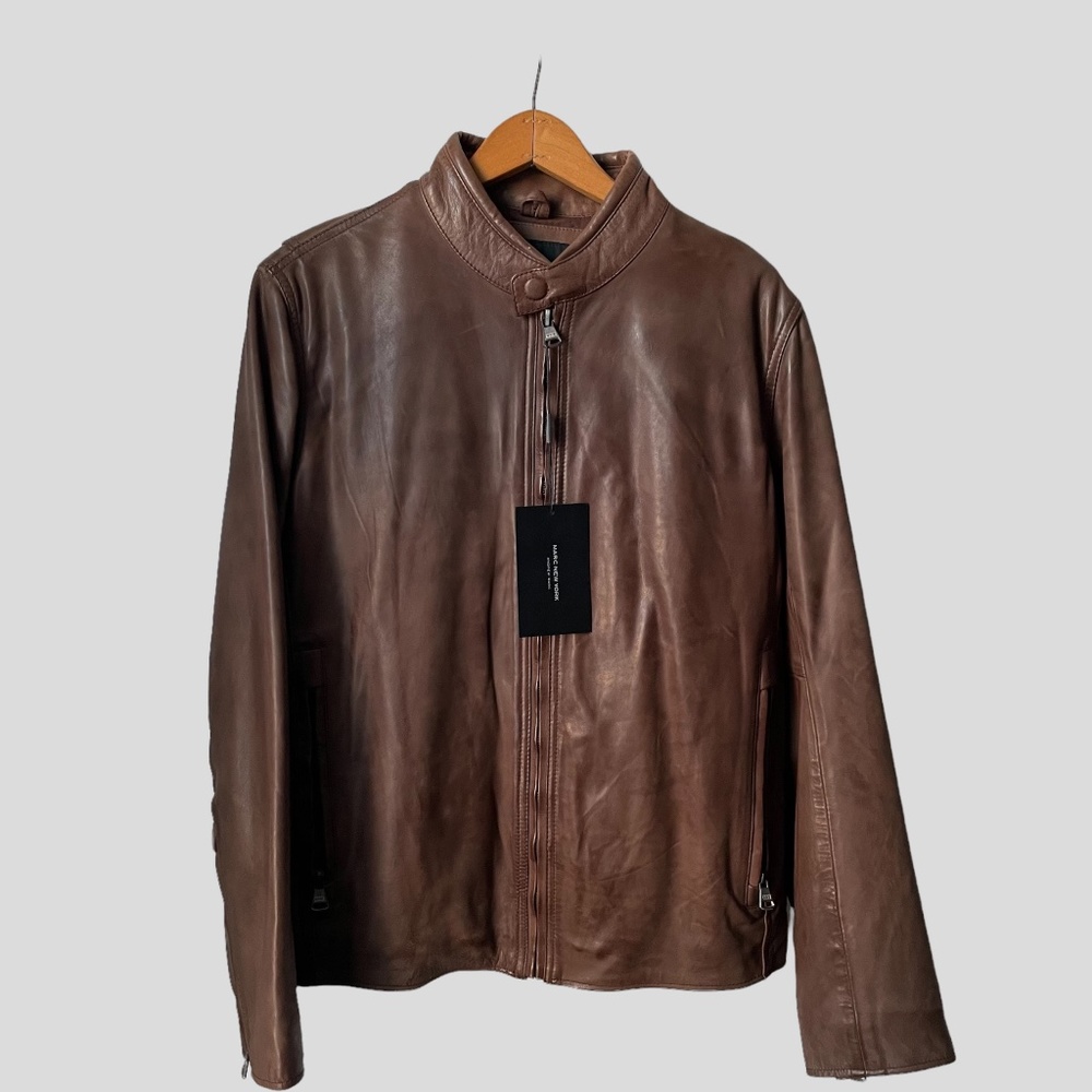 Marc New York - Andrew Marc Small Brown Leather Jacker - Picture 3 of 6